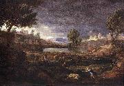 Nicolas Poussin Stormy Landscape with Pyramus and Thisbe painting